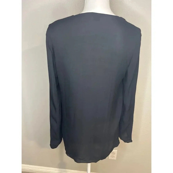 Theory 100% silk v neck semi sheer long sleeve blouse  women's size S - Picture 2 of 5